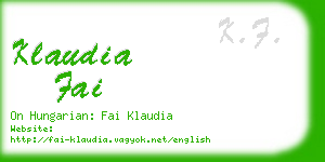 klaudia fai business card